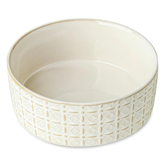 White Ceramic Dog Bowl