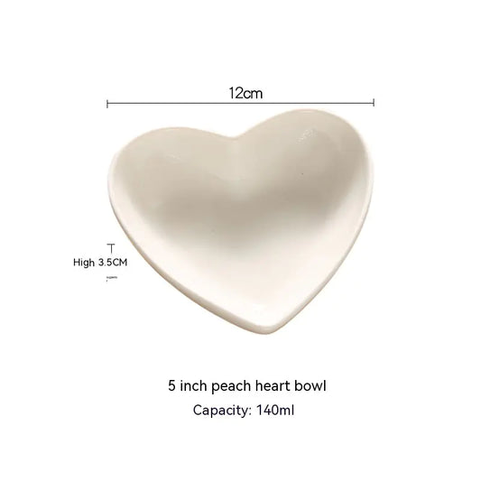 Creative Pure White Heart-Shaped Ceramic Bowls