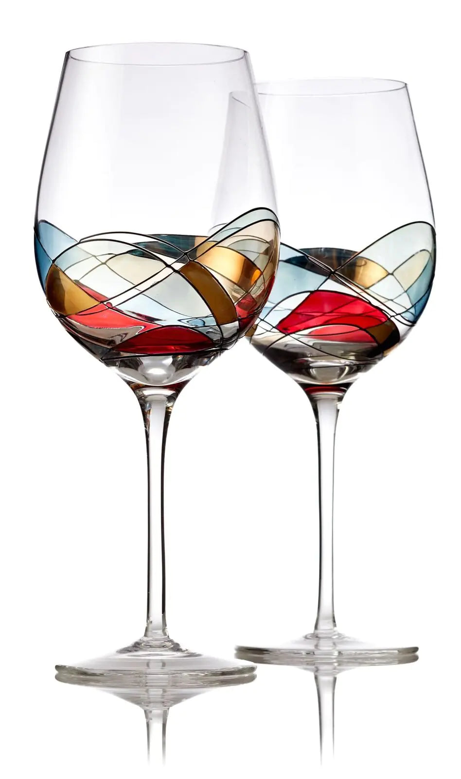 Hand Painted Wine Glasses Set of 2