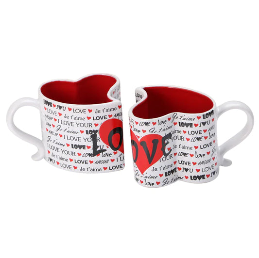 Couple's Heart-Shaped Ceramic Mugs