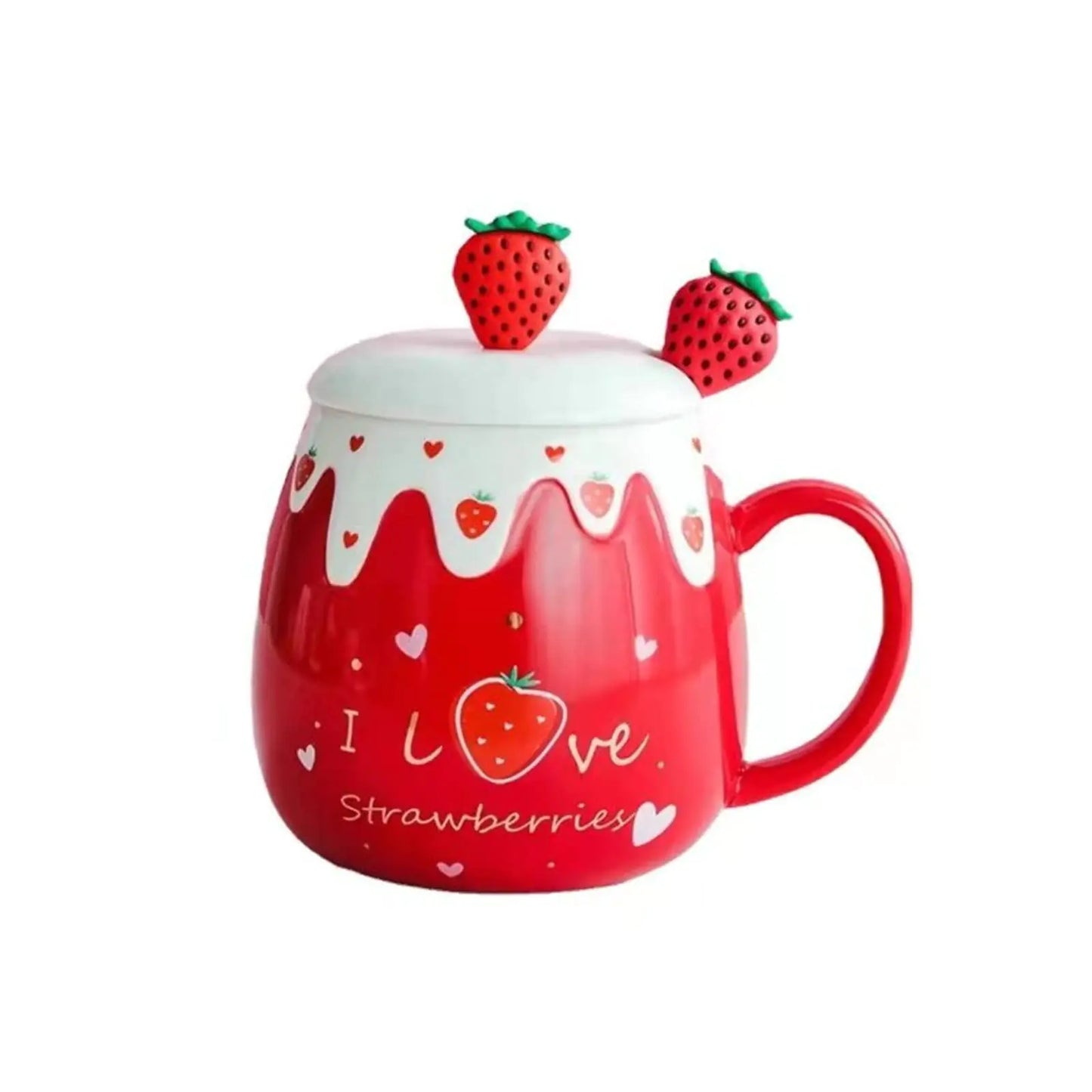 I Love Strawberry Mug with Lid